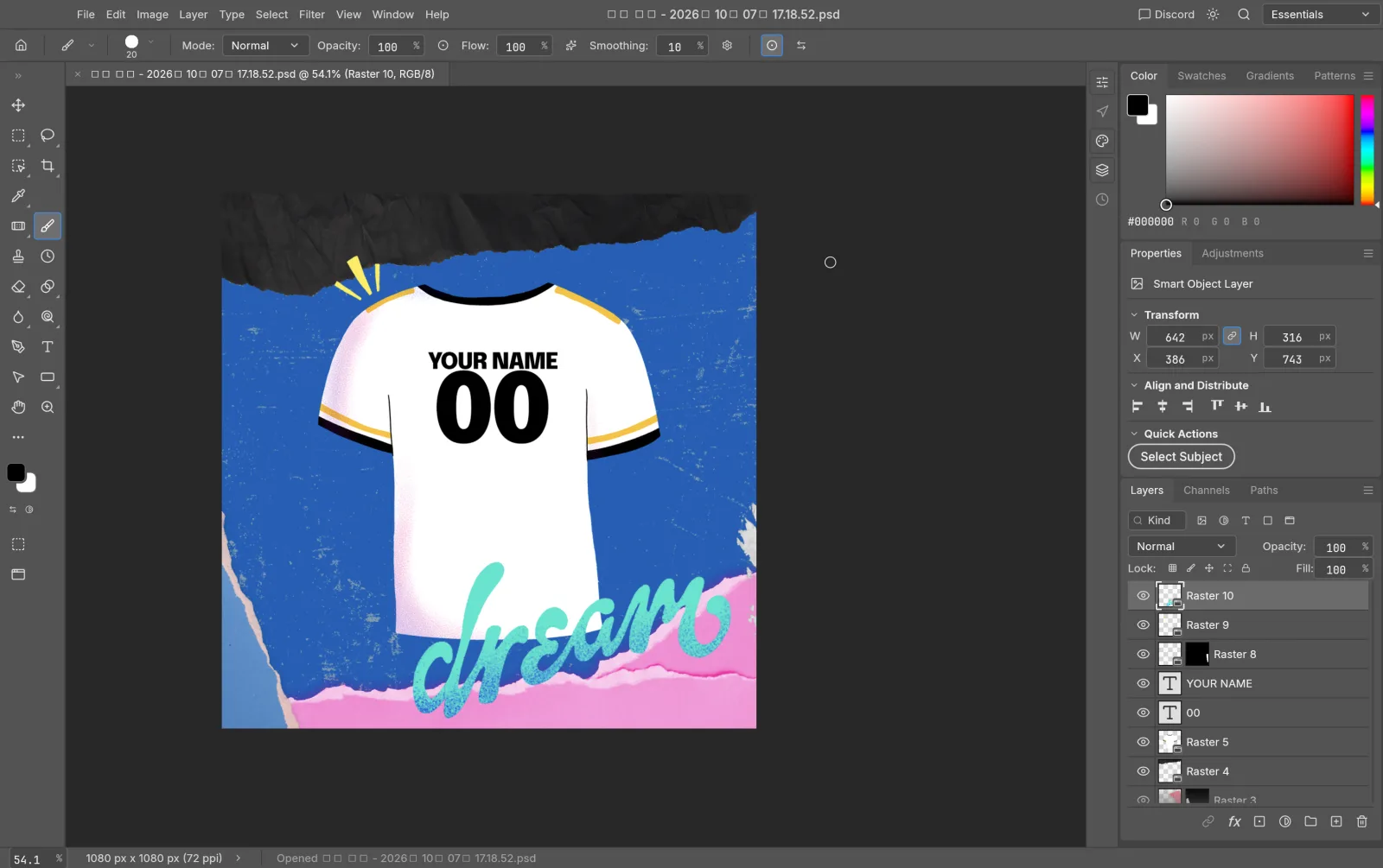 PhotoCraft에서 PSD 파일을 연 화면